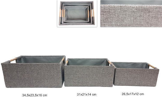 Due esse Storage Basket Fabric Gray 3pcs