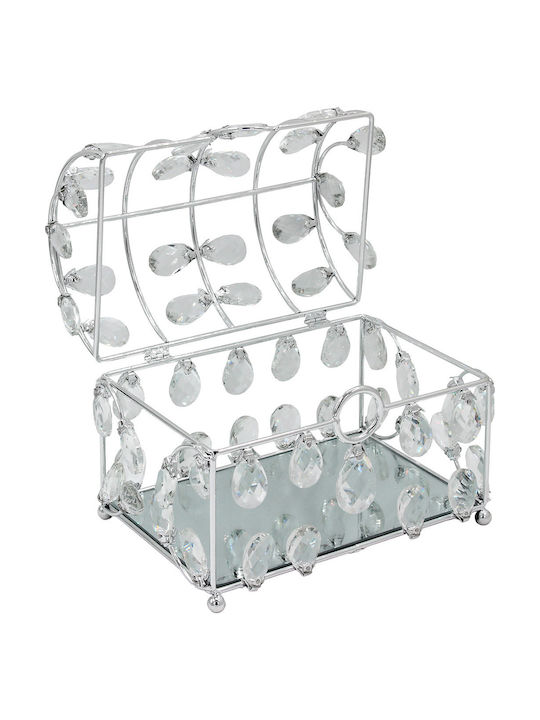 Keskor Metallic Decorative Trunk Silver 23x16x19cm