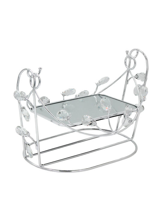 Keskor Metallic Decorative Platter Silver 36x20x23cm