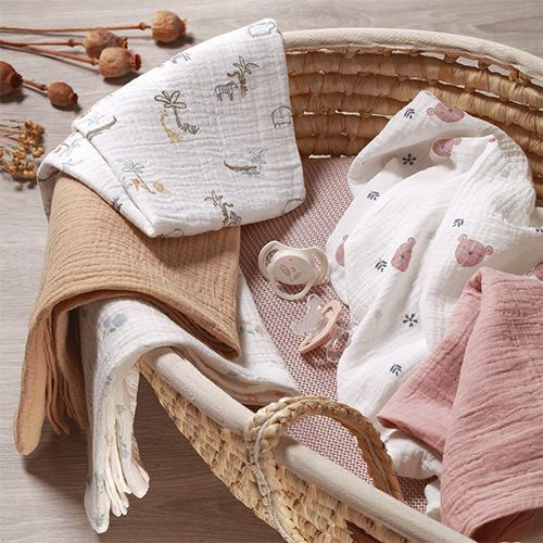 Babyono Muslin Swaddle Blankets Pink 70x70cm 3 Pieces