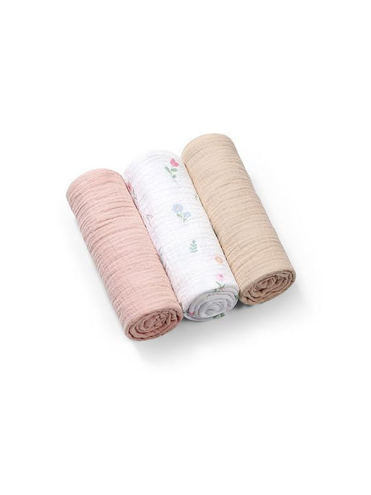 Babyono Muslin Swaddle Blankets Pink 70x70cm 3 Pieces