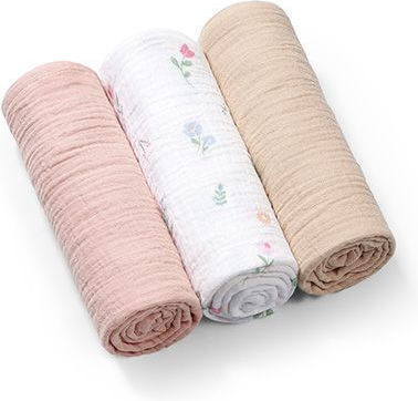 Babyono Muslin Swaddle Blankets Pink 70x70cm 3 Pieces
