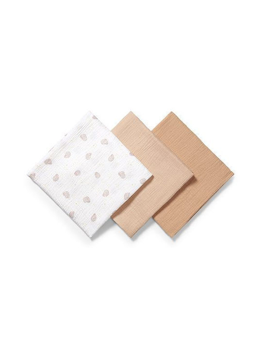 Babyono Păturici De Înfășat Din Muselină Bej 70x70cm 3 Bucăți