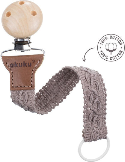 Akuku Premium Pacifier Ribbon from Gray Fabric