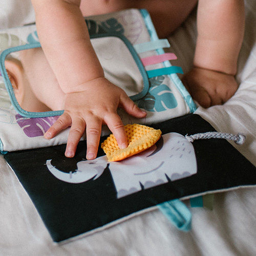 Babyono Safari Activity Book Fabric with Sounds for Newborns