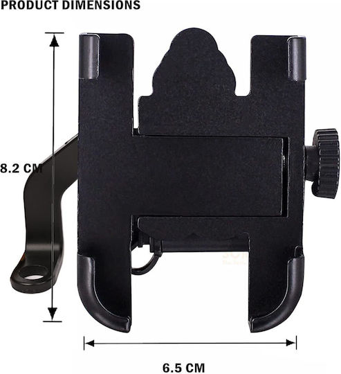 Smartphone Mirror Mount Motorcycle Usb Charging Black