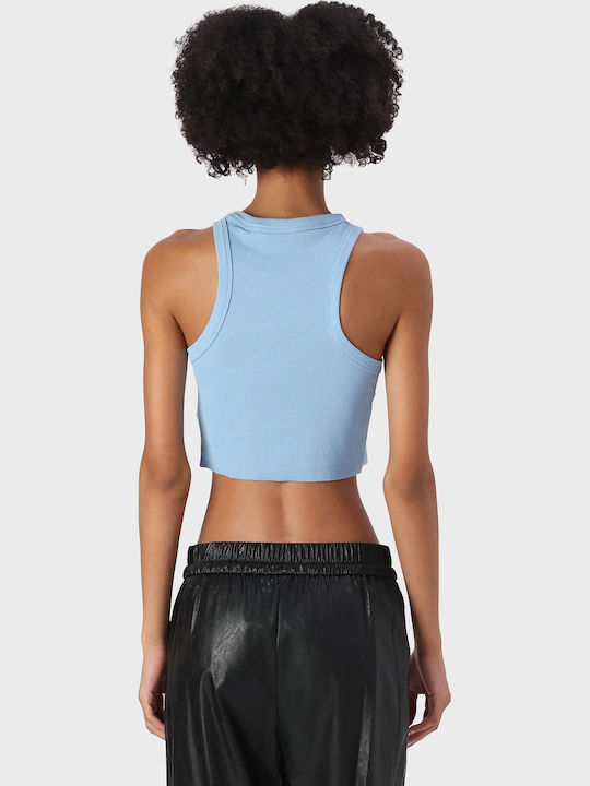 Γυναικείο Crop Top Βαμβακερό Αμάνικο Light Blue