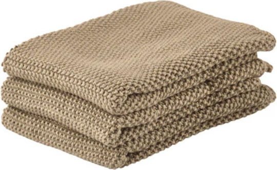 Zone Denmark Handtuch aus 100% Baumwolle in Braun Farbe 27x27cm 3Stück