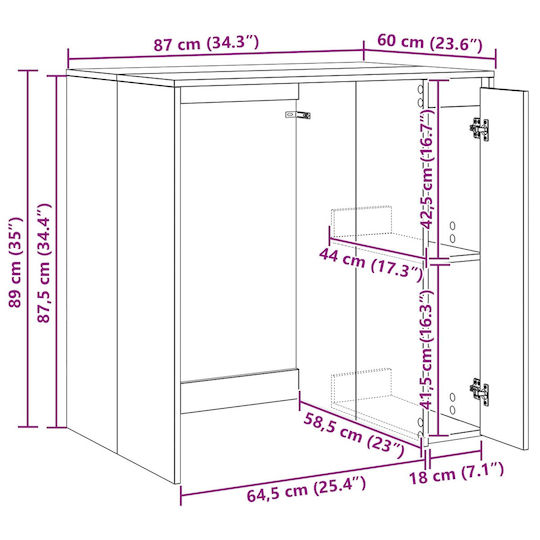vidaXL Badezimmerschrank Wäscherei B87xT60xH89cm Sonoma