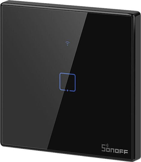 Sonoff T3 Eu Tx 1c Διακόπτης Τοίχου Αφής Wi-Fi Μονός με Πλαίσιο Μαύρος