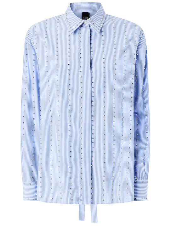 Women's Striped Long Sleeve Shirt Blue