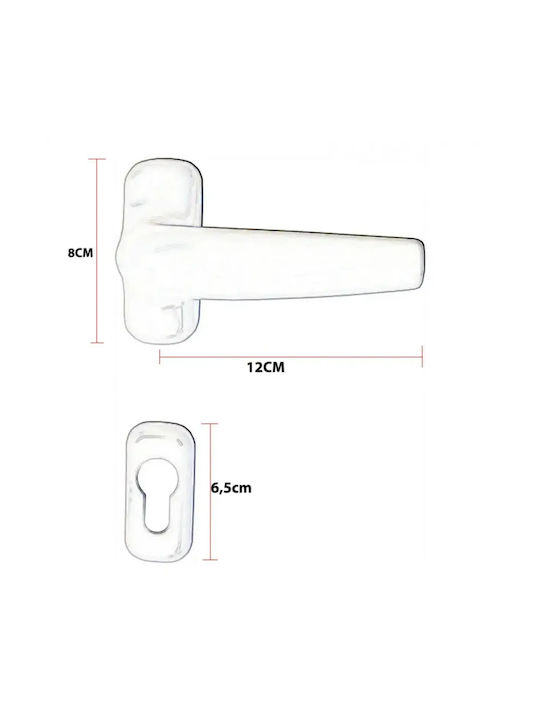 A-Lock Lever Middle Door with Rosette Pair White