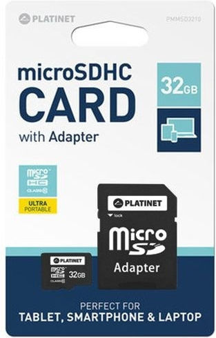 Platinet Pro3 microSDHC 32GB U3 V30 UHS-III 90MB/s με αντάπτορα