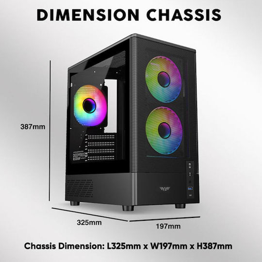 Armaggeddon Deepfreeze Duplex 2 ARGB-C Gaming Micro Tower Computer Case with Side Window Black