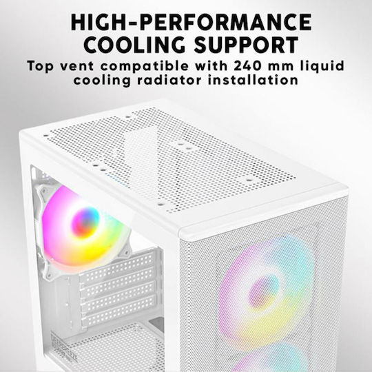 Armaggeddon DF DUPLEX2 C ARGB W Gaming Micro Tower Computer Case with Side Window White