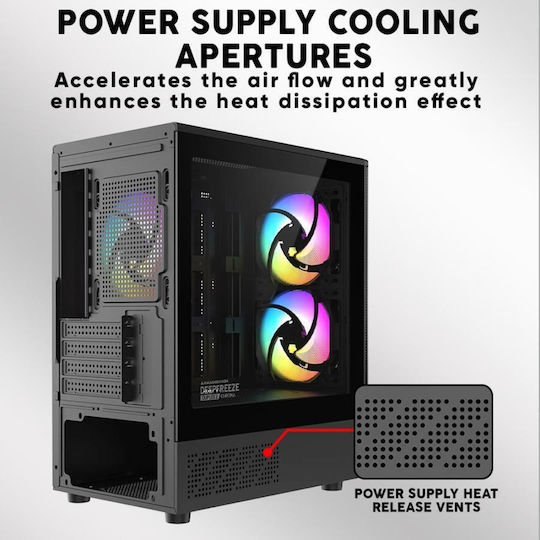 Armaggeddon Deepfreeze Duplex 2 Chroma Gaming Micro Tower Κουτί Υπολογιστή με Πλαϊνό Παράθυρο και RGB Φωτισμό Μαύρο
