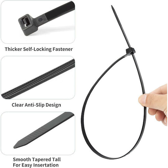 Plastic Cable Ties 760mm x 4.5mm in Black Colour (100 pcs) 70-2024-1