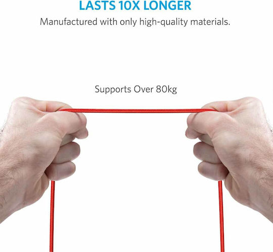 Anker PowerLine+ 1.8m Braided USB 2.0 to micro USB Cable Red (A8143H91)