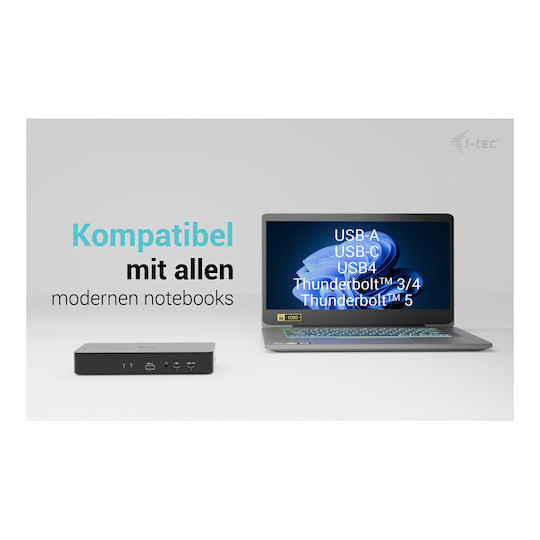 i-tec USB-C Docking Station with HDMI/DisplayPort 4K PD Ethernet Black (CAINTGDUAL4KDOCPD)