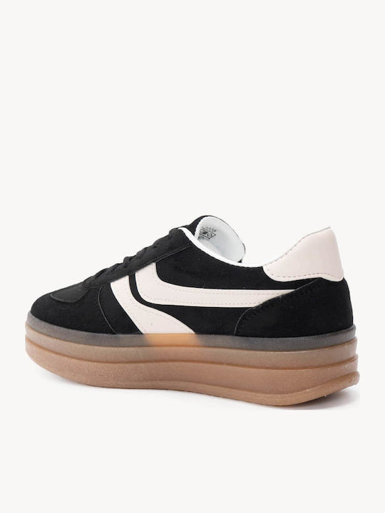 Μαύρα Suede Sneakers Flatform Σόλα
