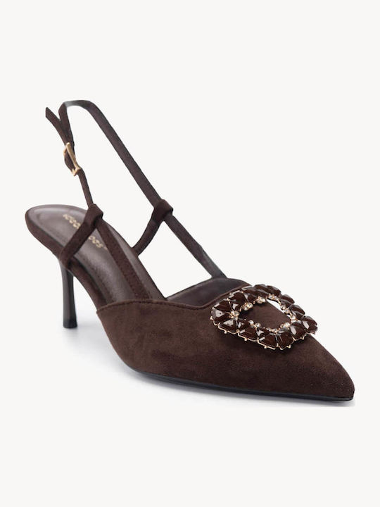Ligglo Suede Μυτερές Γόβες με Λουράκι