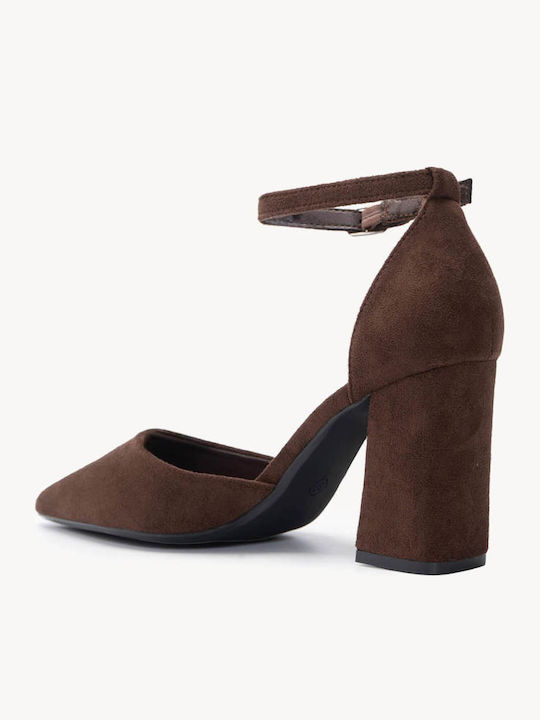 Καφέ Μυτερές Slingback Γόβες Φαρδύ Τακούνι
