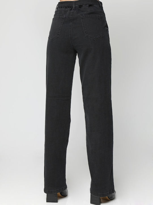 Hoch tailliert Damenjeans Black