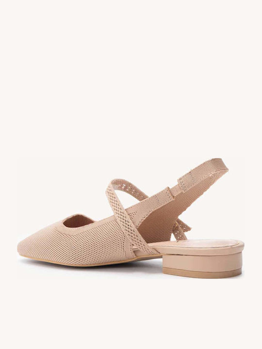 Beige Damen Ballerinas Aus Stoff