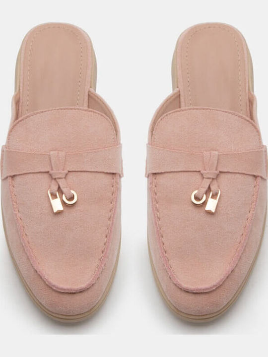 Flat Suede Mules σε Ροζ Χρώμα