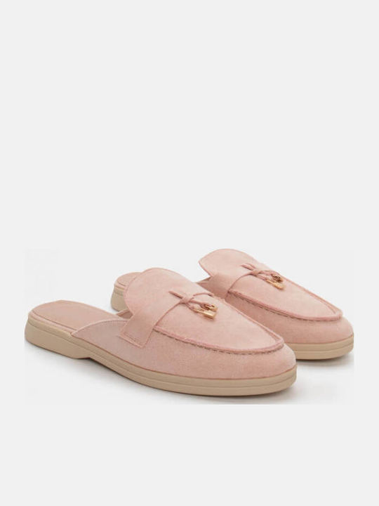Flat Suede Mules σε Ροζ Χρώμα