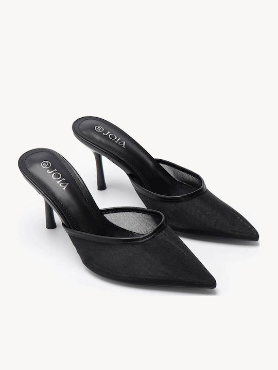 Black Mules Pointed Line Mesh