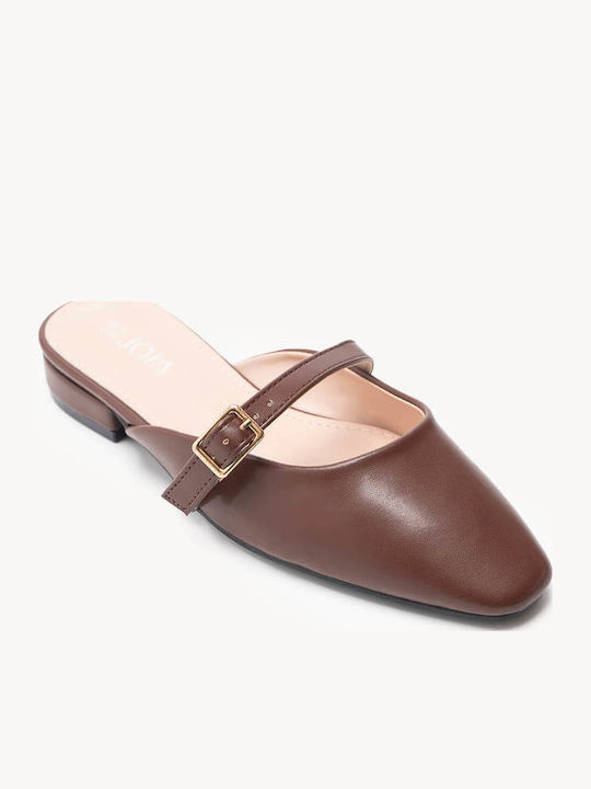 Brown Mule Ballerina Mary Jane Low Heel