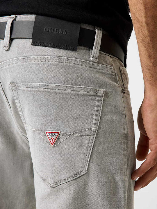 Ανδρικό Παντελόνι Τζιν Ελαστικό με Slim Straight Εφαρμογή Γκρι