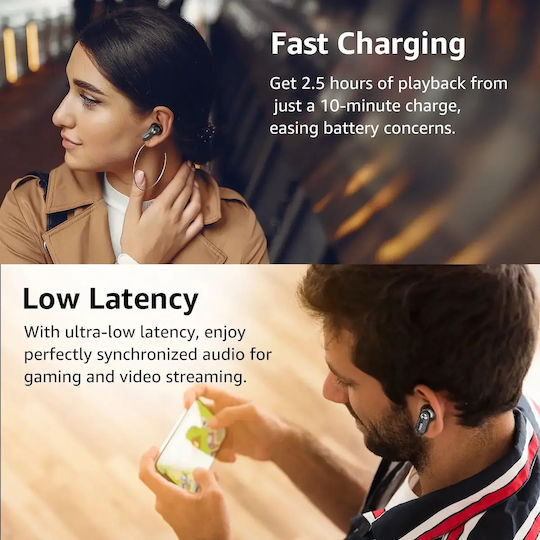 Tozo AeroSound 3 Earbud / In-ear Bluetooth Handsfree Ακουστικά με Αντοχή στον Ιδρώτα και Θήκη Φόρτισης Μαύρα