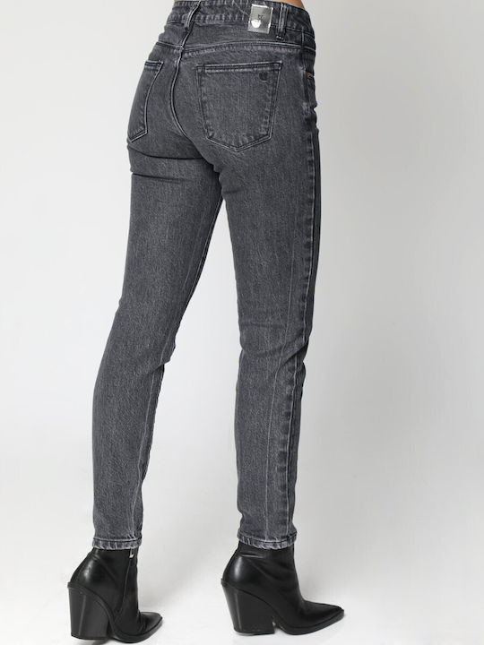 Hoch tailliert Damenjeans in Schlanker Passform Black
