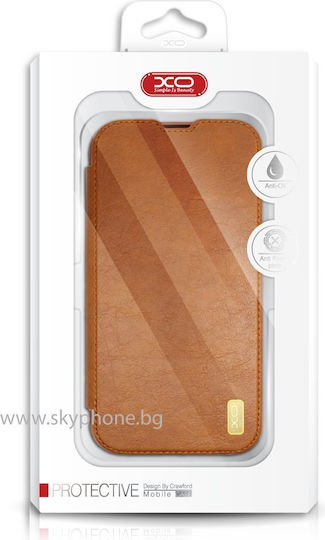 XO Книга Кожа Кафяв (iPhone 13 Pro Max)