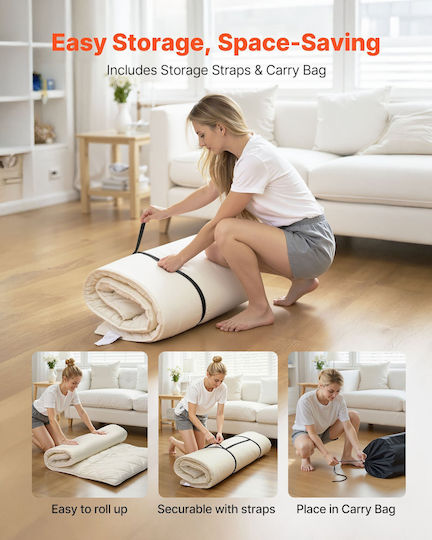 Vevor Στρώμα Γυμναστικής Pilates Λευκό (203.2x99.1x6.35cm)