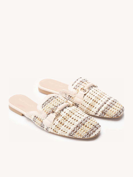 Μπεζ Mule Loafers Πλεκτό Ψάθινο Επάνω Μέρος