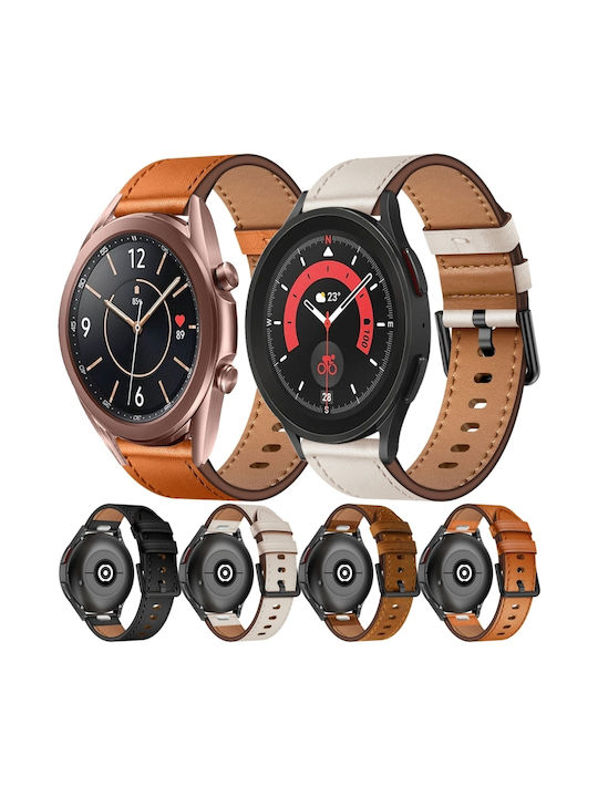 Samsung Galaxy Watch Active 20mm Sx Connector Metal Button Switch Leather Watch Band Red Brown