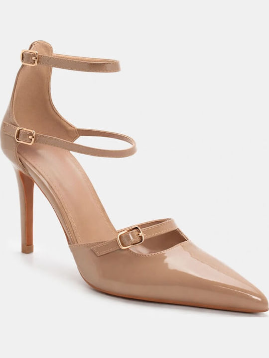 Pumps mit Riemchen Beige