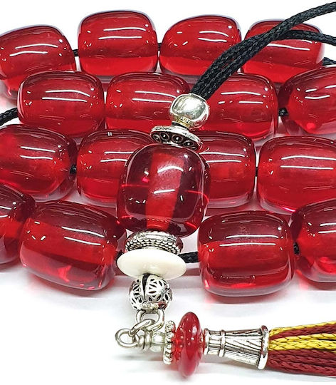 Roloi Komboloi Resin Worry Beads with 17 Beads Red 34cm