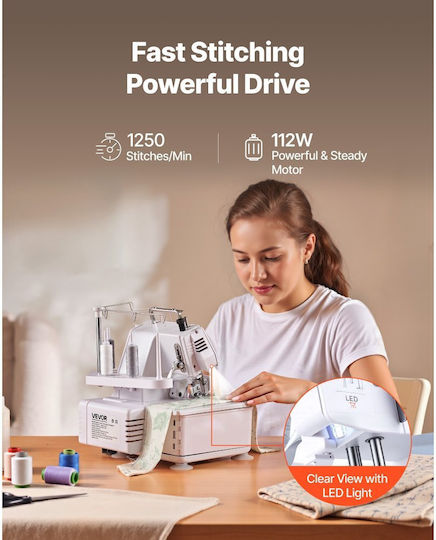 Vevor Overlock Sewing Machine Serger Overlock White