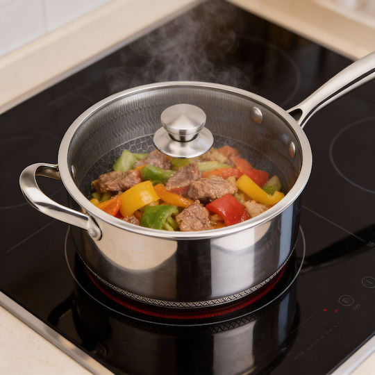 Cheffinger 24cm Non-stick Honeycomb Coated Saucepan Lid Silver Cheffinger 24cm Non-stick Honeycomb Coated Saucepan Lid Silver