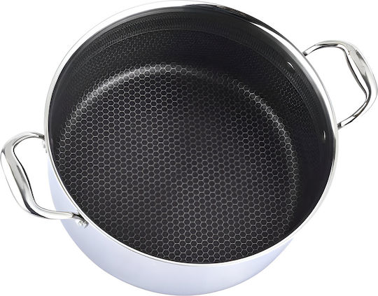 Cheffinger 32cm Honeycomb Coated Frying Pan Lid Stainless Steel Handles Silver
