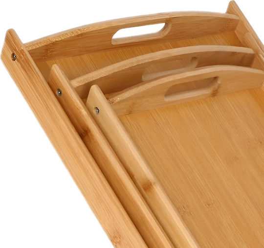 Cheffinger Set 3 Natürliche Bamboo Serviertabletts Ultra Robust Widerstandsfähig Braun Beige