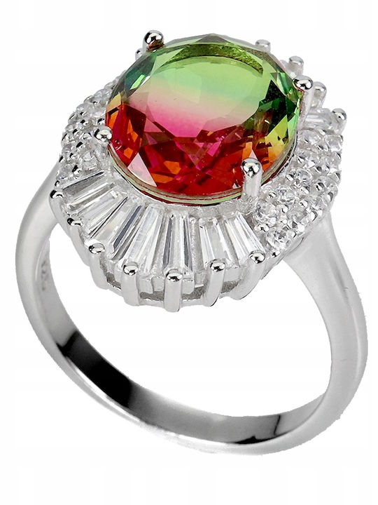 925 Stunning Ring Size 17 Silver Synthetic Zirconia Aaa Tourmaline