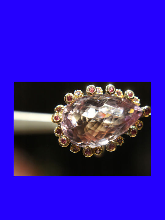 Artistic Silver Ring Natural Amethyst Garnets Size 15