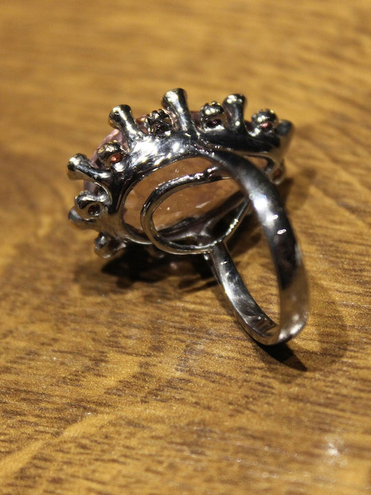 Artistic Silver Ring Natural Amethyst Garnets Size 15