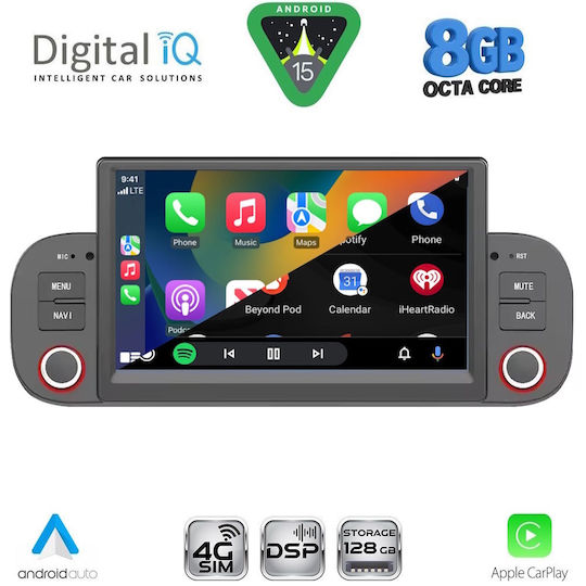 Digital IQ Ηχοσύστημα Αυτοκινήτου για Opel Astra Fiat Panda 2012-2021 (Bluetooth/USB/WiFi/GPS/Apple-Carplay/Android-Auto) με Οθόνη Αφής 7"