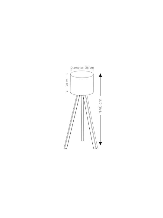 UnicUtil Floor Lamp H140xW38cm. with Socket for Bulb E27 Beige